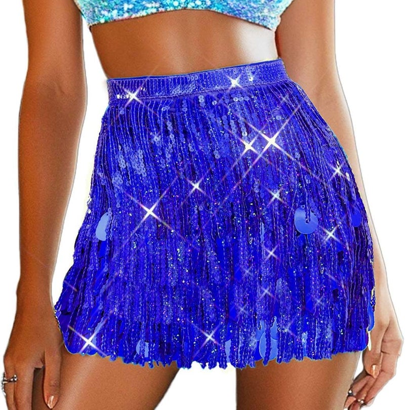 REETAN Sequin Fringe Sparkly Skirt Mermaid Costume Skirts Costume for Women - Image 1